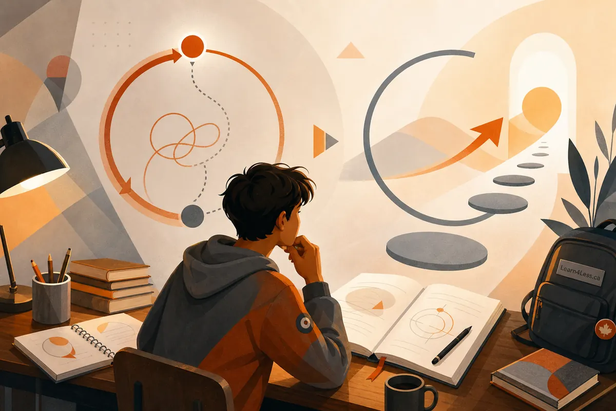 A smiling tutor in a sweater gestures beside a laptop with a Pythagorean equation and a graph behind him.